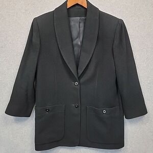 NORDSTROM Gallery 100% Camel Hair Women's Sz XS Black Coat Jacket Blazer Classic